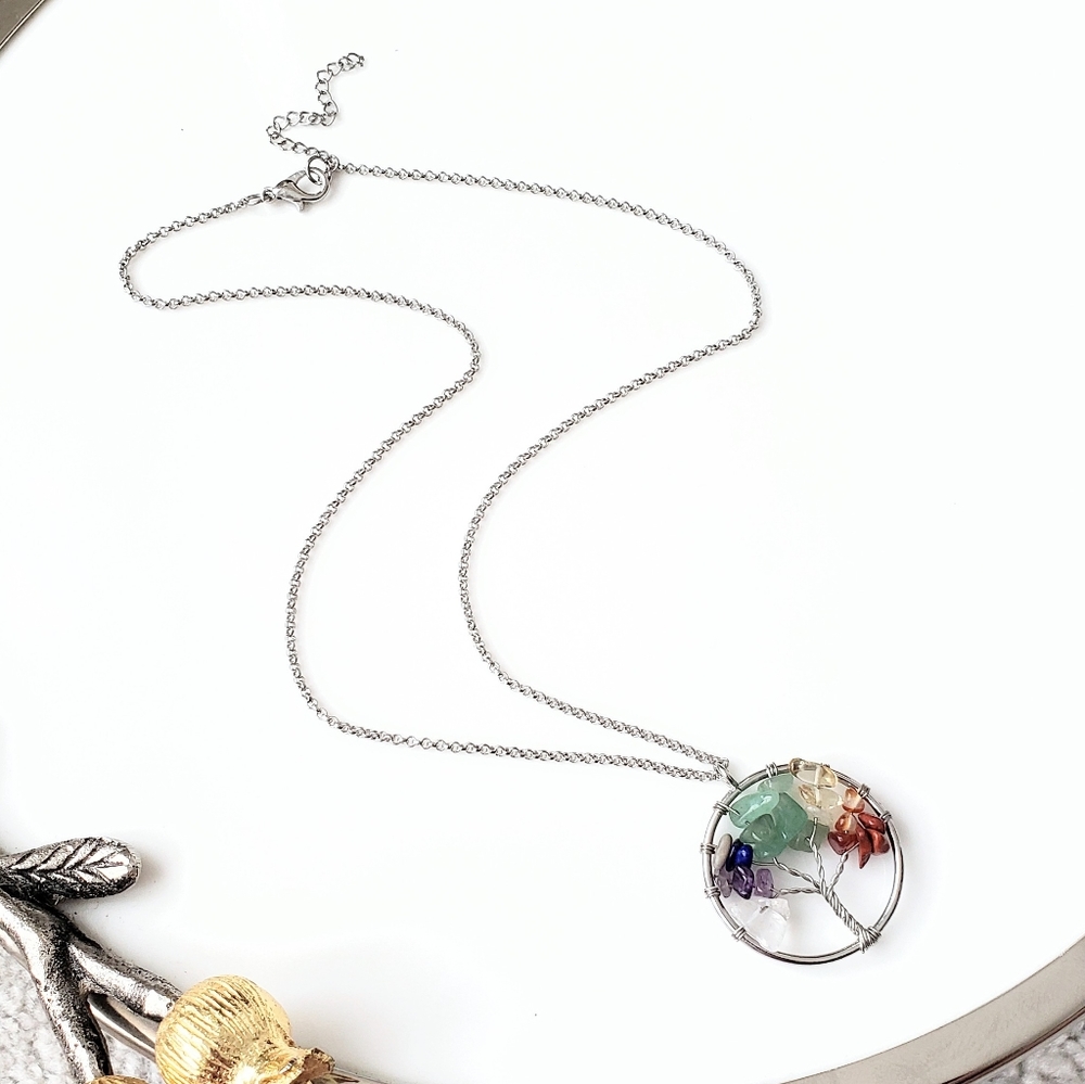 Natural stone tree of life pendant necklace - Picture 5 of 5